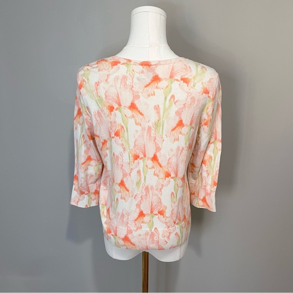 J. Jill Watercolor Floral Quarter Sleeve Cardigan Size S - Picture 4 of 8